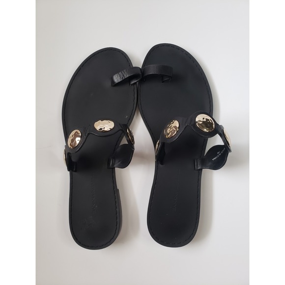 Banana Republic Womens Size 7 Shoes Toe Loop Sandals Greek Roman Gold Metal - Picture 3 of 5